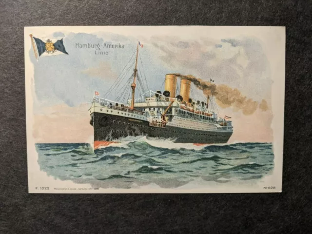 Steamer HAMBURG-AMERICA Line Naval Cover Unused Steamship Postcard