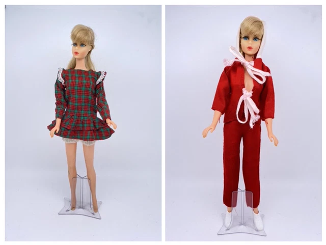 Vntg 70's Barbie Doll Outfits - Plaid Dress w/Shorts Santa Jacket & Pants Boots