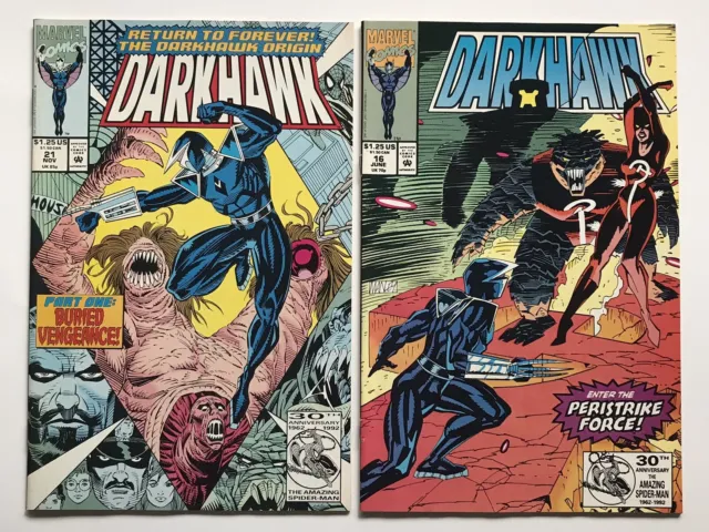 Darkhawk #16 #21 Comic Lot Marvel  Comics 1992 Peristrike Force / Origin pt 1