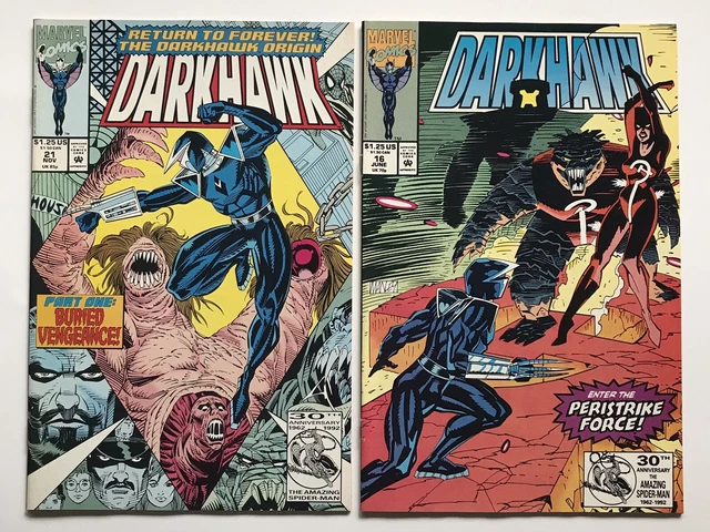 Darkhawk #16 #21 Comic Lot Marvel  Comics 1992 Peristrike Force / Origin pt 1