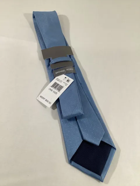 MICHAEL KORS “Summer Dot” Slate Blue Men's Silk Blend Tie L57” x W2” to 3” NWT