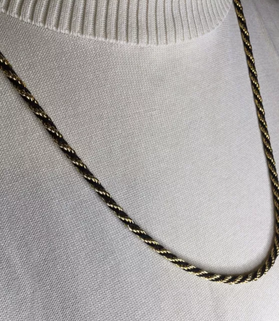 VINTAGE TRIFARI GOLD Tone and Black Rope Twisted Chain 24” Necklace $8. ...