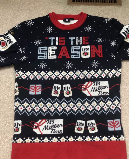 Miller Lite Mens Size M Ugly Christmas Sweater It’s Miller Time