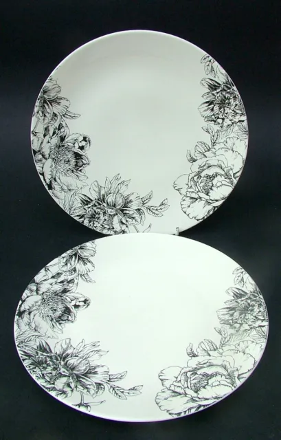 TWO Marks & Spencer Etched Peony Pattern Dinner Plates 26cm - Look in Good Cond