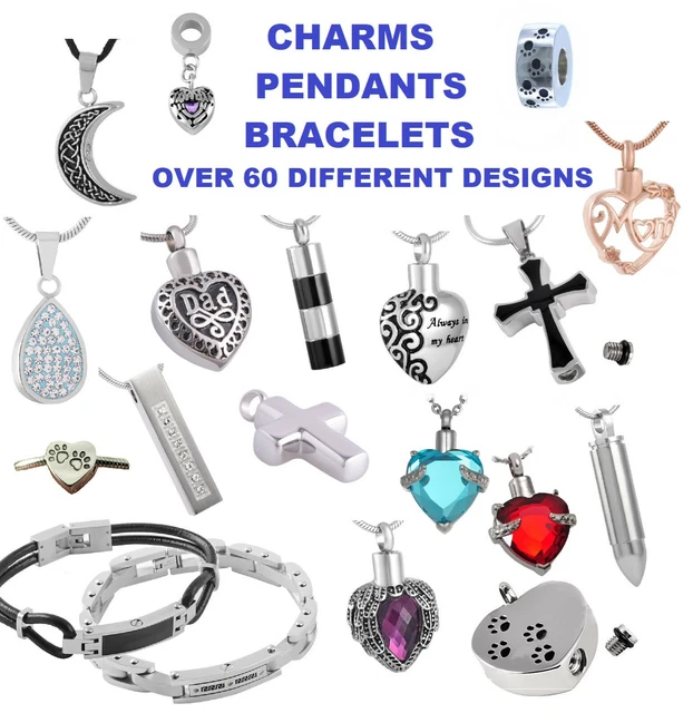 Cremation Jewellery Charm Necklace Ashes Urn Pendant Pet Cat Dog Paw Memorial Uk