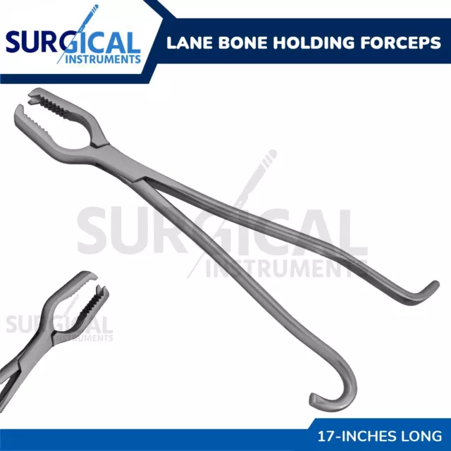 LANE Bone Holding Forceps 17" (43cm) Without Ratchet Orthopedic German Grade