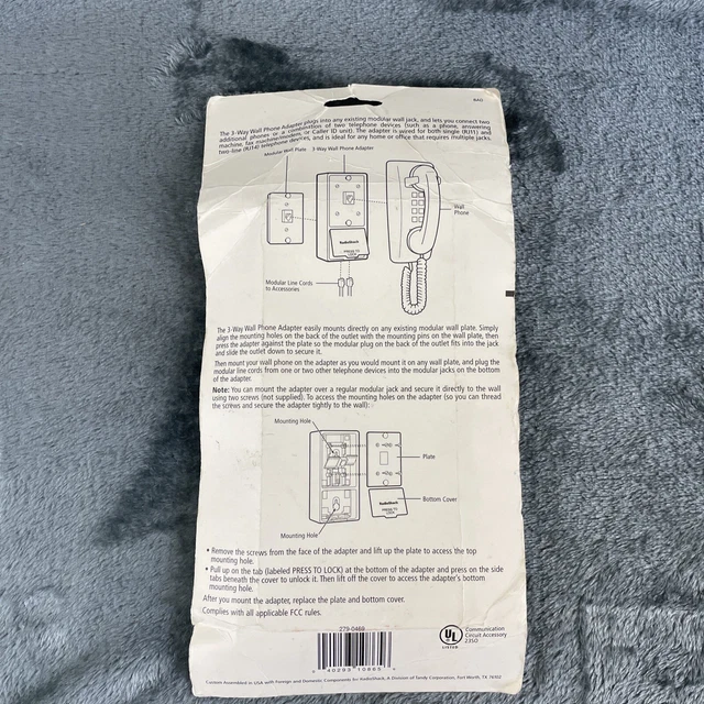 VINTAGE RADIO SHACK 3way telephone wall mount adapter mount plate 5.