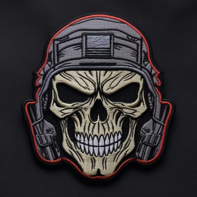 Tactical Skull Patch Embroidered Iron-on Applique Military USA Flag Patriotic