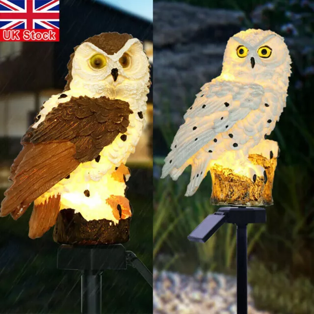 Owl LED Solar Powered Garden Light Outdoor Ornament Lawn Waterproof Statue Lamp