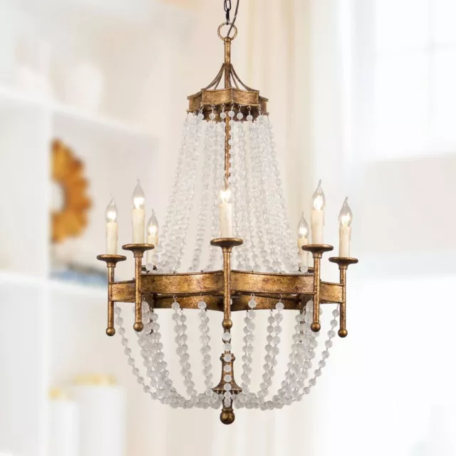 Century Bronze 28" Wide Crystal 8-Light Candle Chandelier Rustic Brass