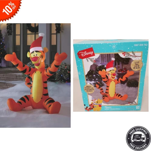 Tigger Inflatable *NEW* GEMMY 3.5 ft Disney Airblown Tigger in Santa Hat Christmas ...