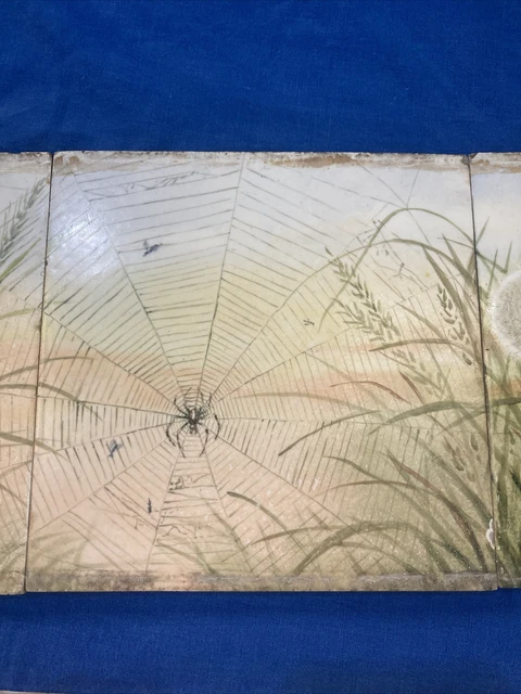 antique minton & Hollins Tiles Unique Hand Painted Signed Rare Unusual Set Of 6