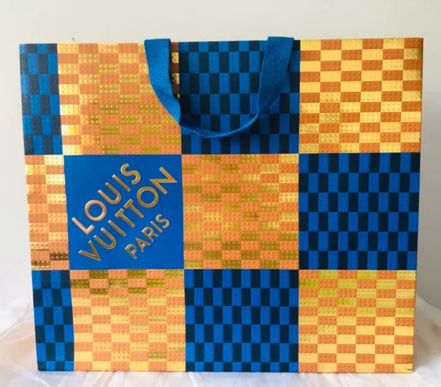 Louis Vuitton Holiday Edition Gold Ribbon Shopping Gift Bag 9.75” X 4.25” X  14”