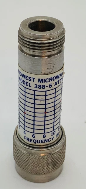 Midwest Microwave 6dB 2W Fixed Attenuator DC-18GHz, Model 388-6, Type N