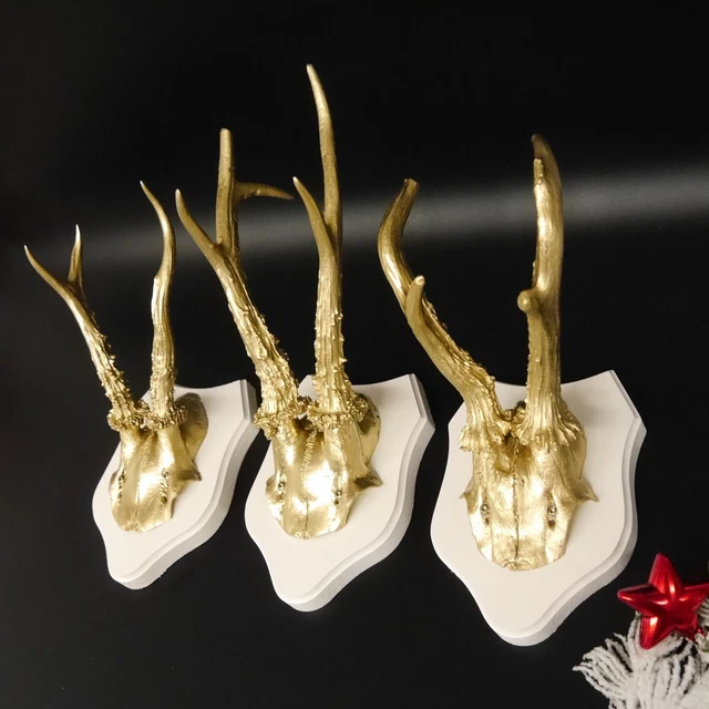 3 Pieza Cornamenta de Corzo Dorada Decorativos Blanco Signos Decoración 26.1.113
