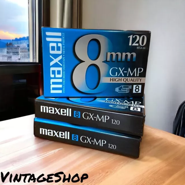 Pack of 3 Maxell 8 GX-MP 120 High-Performance 8mm Video Cassette 3
