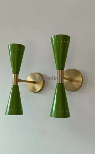 1950's Mid Century Modern Brass Italian Wall Sconce Stilnovo Wall Fixture Lamps