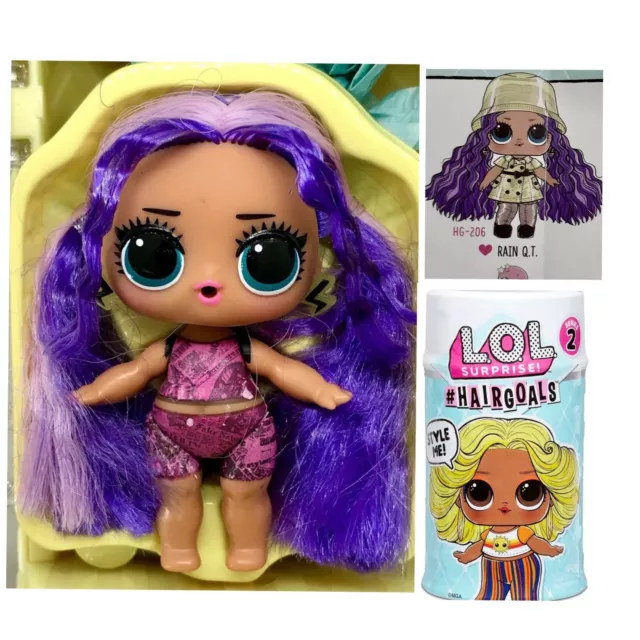 LOL Surprise RAIN QT NEW Rare Hairgoals 2 Opened To Doll Q.T Yellow Ball Purple