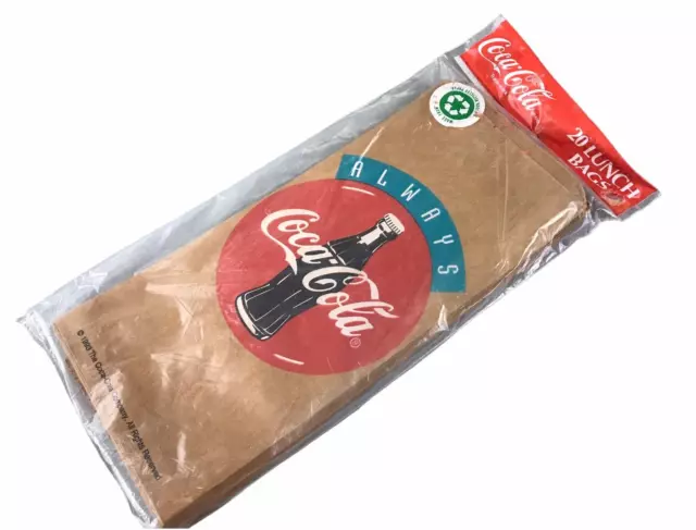 Vintage 1993 Coke Always Coca Cola 20 Lunch Bags NOS New Sealed Conimar Ocala FL