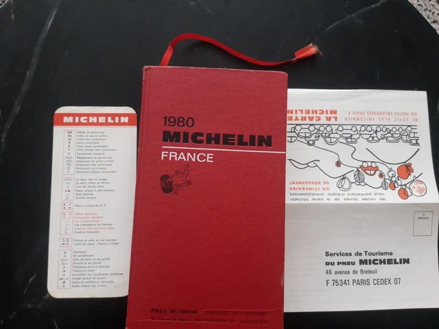 Guide Michelin 1980 avec ses marque pages et courrier