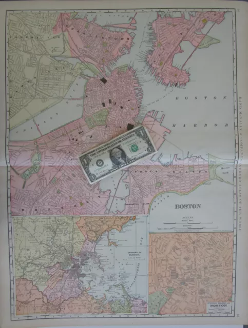 MA 1891,1901 DATED BOSTON Map 3 on 1 Sheet City, Vicinity, Downtown CHARLESTOWN