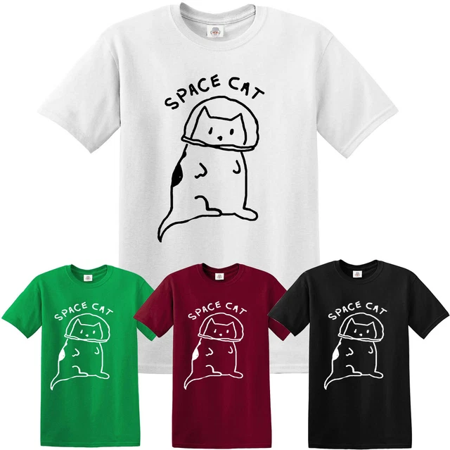 SPACE CAT T-Shirt Ladies Mens Funny Kitten Cat Kitty Cute Cat Tshirt top Tee
