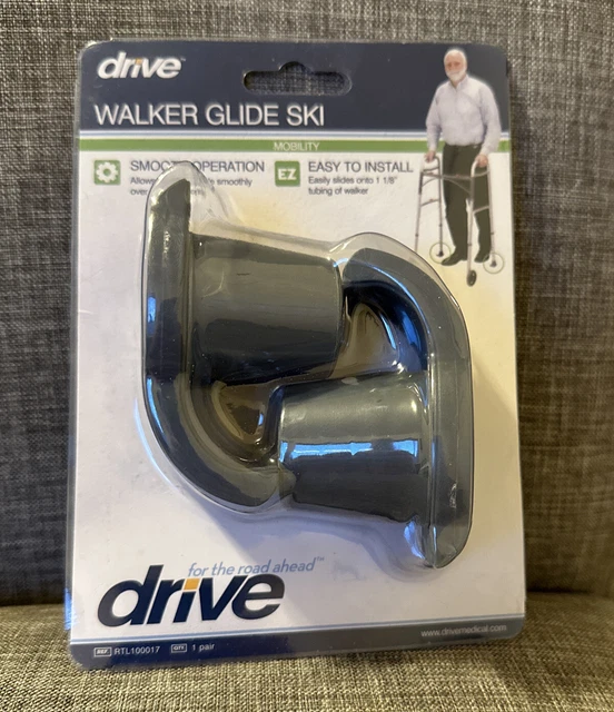 NIB Drive Medical Walker Glide Skis 1 1/8” Gray RTL100017 - New Sealed