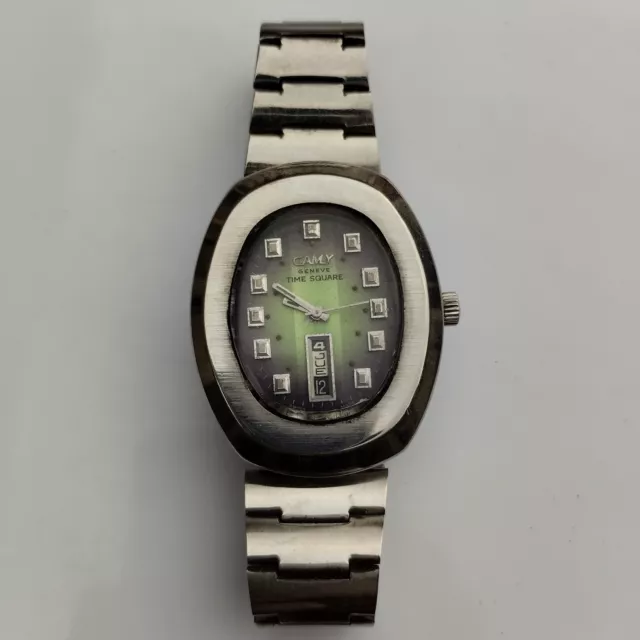 CAMY GENEVA TIMESQUARE 7657 Automatic 17J Day-Date Unique Men's Wristwatch Swiss CAMY GENEVA TIMESQUARE 7657 Automatic 17J Day-Date Unique Men's Wristwatch Swiss