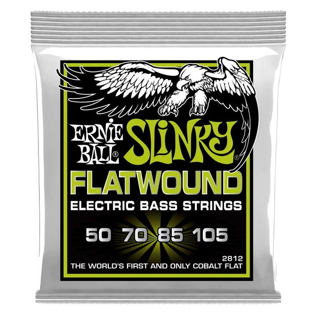 Ernie Ball 2812 Regular Slinky Flatwound Electric Bass Strings, (50-105 Gauge)