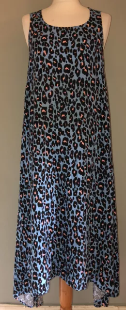 Hush womens black, blue & pink  leopard print 100% rayon maxi dress size 6/8