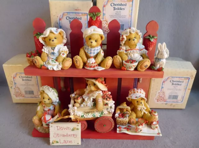 Cherished Teddies Strawberry Lane Jenna Diane Thelma Ella Matthew Tara Bears Set