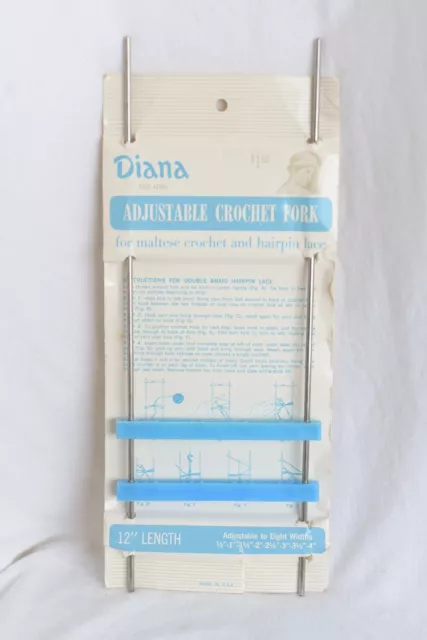 12" Diana Vintage Adjustable Crochet Fork for Maltese Crochet & Hairpin Lace