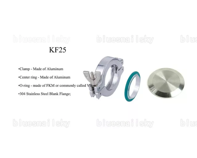 USA KF25 Aluminum Vacuum Clamps + Centering + FKM O-ring + Blind End Cap