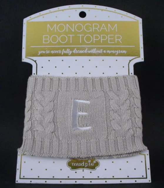MUDPIE Women’s Chelsea Monogramed Cable Knit Boot Toppers / Initial N / NEW