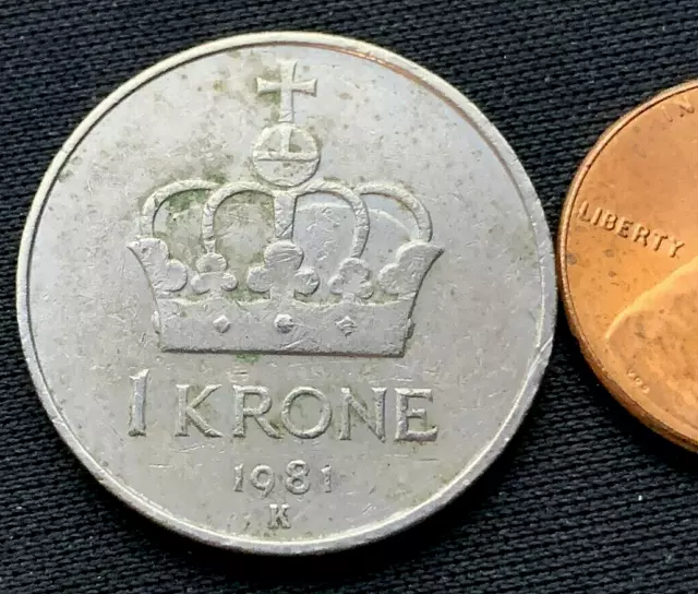 1981 Norway 1 Krone Coin XF    Better World Coin   #K2075