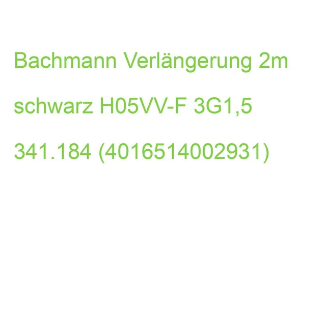 Bachmann Verlängerung 2m schwarz H05VV-F 3G1,5 341.184 (4016514002931)