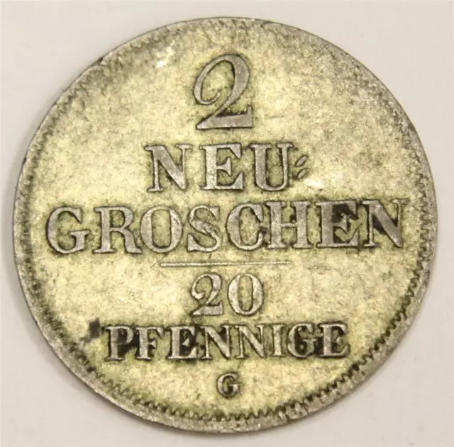 German States 1841 SAXONY-ALBERTINE 2 Neu-Groschen 20 Pfennig Silver coin