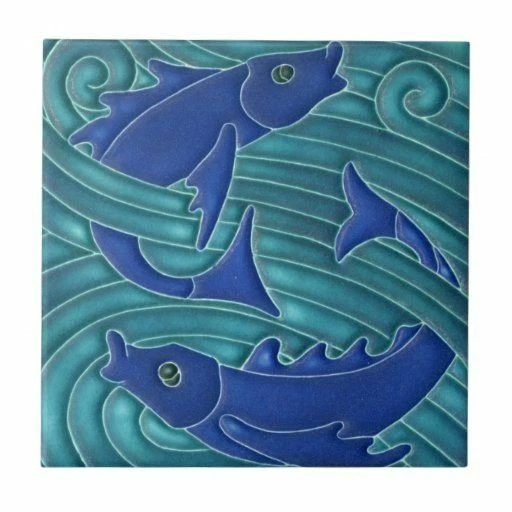 Art Nouveau Vintage Ceramic Tile Rare Reproduction Fliese Majolica UK