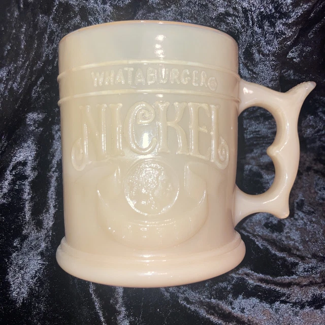 Vintage Whataburger Glass Coffee Mug Cup Buffalo Nickel Head