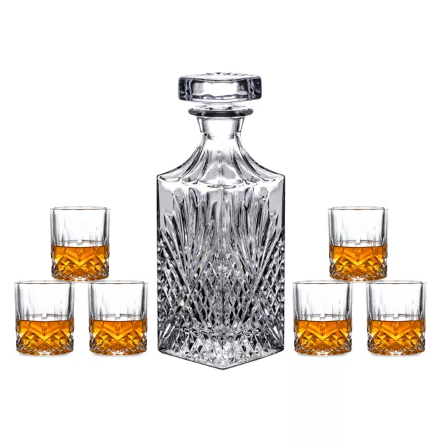 IceBreaker Glass Whiskey Bottle Decanter 900ml with 6 X 300ml Tumblers Kit