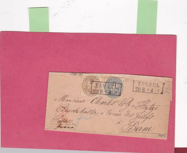 1866 Preussen Brief Mischfrankatur   3+ 2 SGr.  Tamsel n Bern