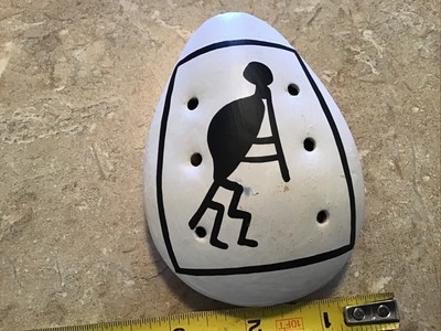 Wonderful Southwestern Hand-Painted Clay Ocarina Flute with Kokopelli Figure