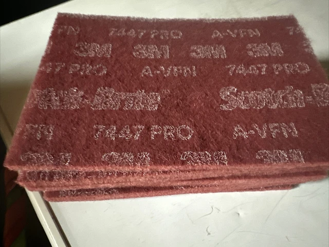 3M Scotch-Brite 7447 PRO Very Fine Grade Maroon Sanding Hand Pad 6" x 9" NEW