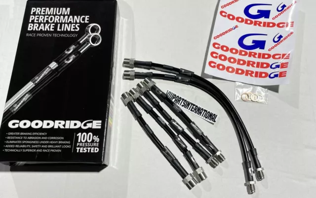 Goodridge Braided Stainless Steel Brake Hoses Kit Black For VW Golf MK2 GTI