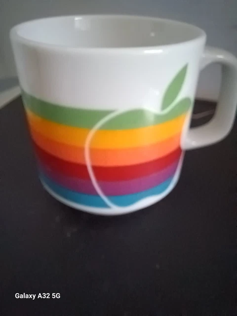 APPLE MACINTOSH Computer Mug LISA ERA Vintage 80s FULL RAINBOW Logo Tech PROMO