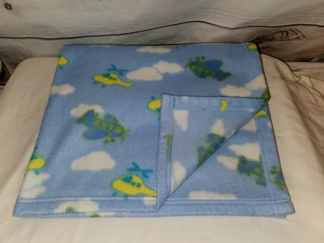 Small Wonders Blue Airplane Helicopter Cloud Blue Lovey Baby Blanket Fleece