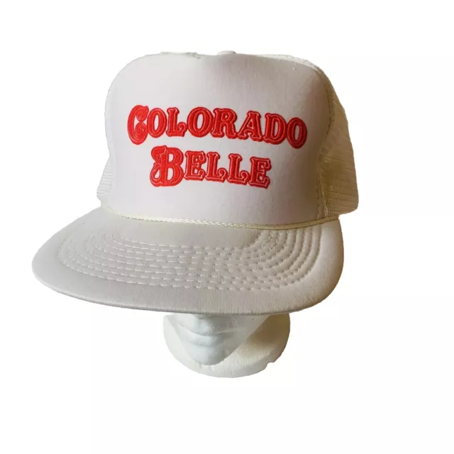 Vintage Colorado Belle Casino Trucker Hat Cap Mesh Snapback Laughlin White Pink