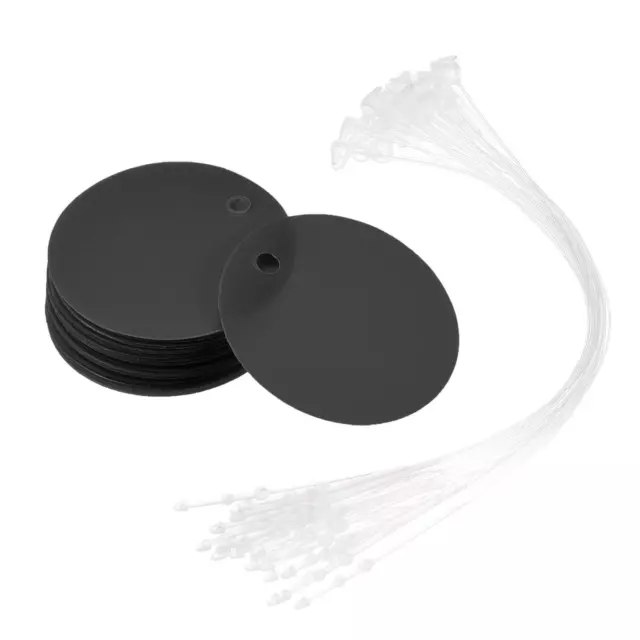 1.17 inch Round Plastic Tags Tear Proof Waterproof Price Tags w Tie Black 25 pcs