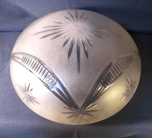 Lamp Globe Shade 10 In. Fitter Antique Wheel Cut Glass Starburst Victorian