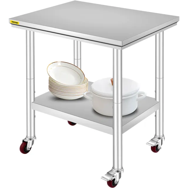 76X60CM Prep Work Table With 4 Casters Easy Cleaning Bar worktable Laundry